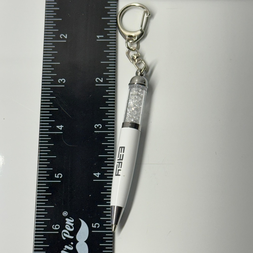 EFFY White Pen Keychain Sparkle Pen Bling Pen with Clip Charm - Picture 1 of 5